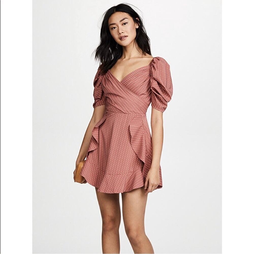CMEO COLLECTIVE Lift Me Mini Dress Terracotta SM Coquette Cottagecore Milkmaid